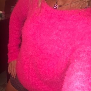 Hot pink fuzzy sweater